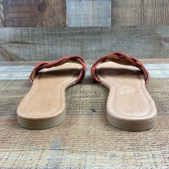 Mila Paoli Braided Suede Leather Flat Sandals Coral Orange Womens 9.5 US - Picture 7 of 12